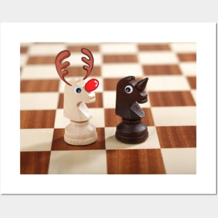 Christmas Reindeer Chess Pieces Posters and Art